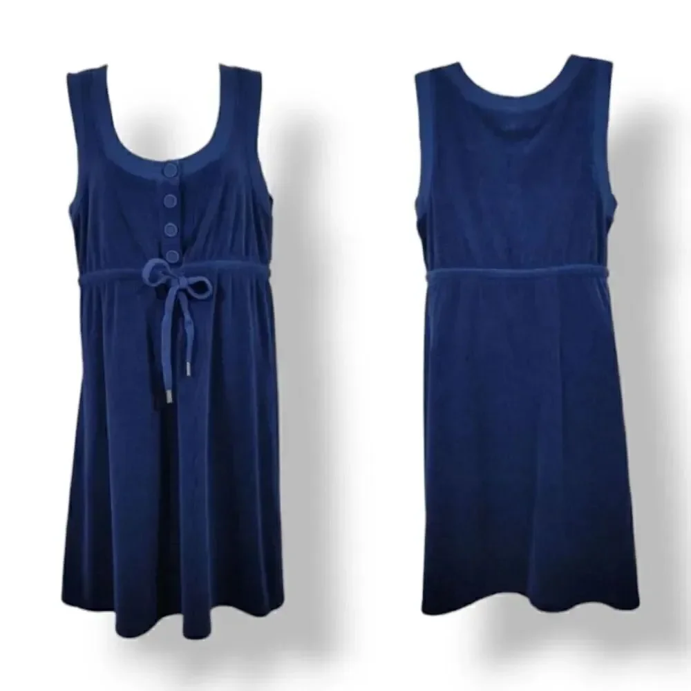 NEW Vintage Juicy Couture Navy Blue Terry Cloth Sleeveless Dress Size Medium
